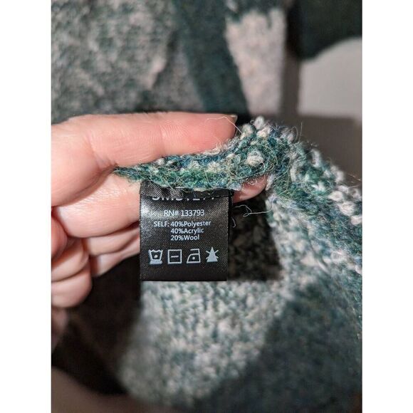 Brazos Market Women's Open Front Duster Sweater Cardigan Green and Cream One Sz - Picture 9 of 15